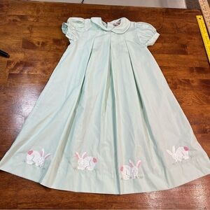 Orient Expressed Mint Green bunny embroidered pleated dress size 6